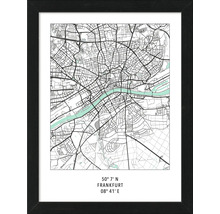 Gerahmter Stadtplan von Frankfurt mit Koordinaten