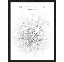 Gerahmter Stadtplan von München mit Koordinaten