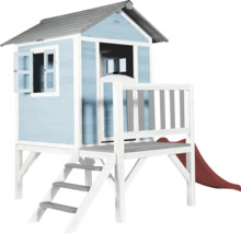 Cabane de jeu en bois avec toboggan et escalier