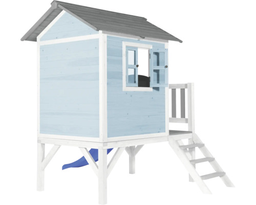 Cabane de jeu en bois avec toboggan et escalier