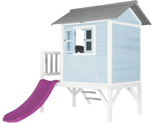 Spielhaus aus Holz mit Rutsche für den Garten