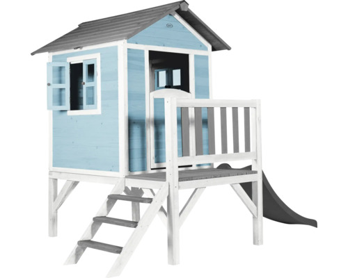 Cabane de jeux sur pilotis axi Lodge 240 x 167 bois bleu contenant toboggan