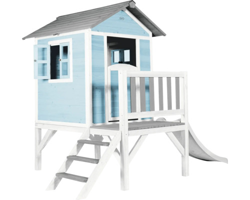 Cabane de jeux sur pilotis axi Lodge 240 x 167 bois bleu contenant toboggan