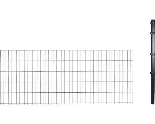 Erweiterungsset Doppelstabmattenset 8/6/8 inkl 1 Eckpfosten und Klemmhalter 123 cm x 2,5m, anthrazit