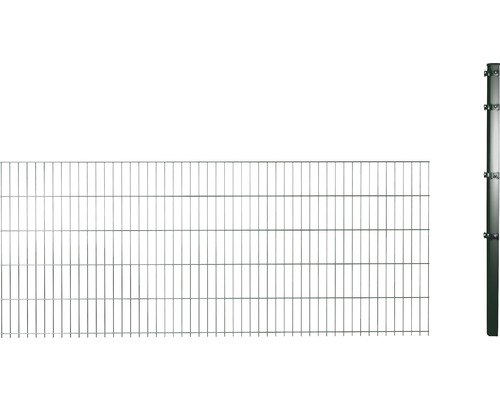 Set d'extension panneaux rigides double fil 8/6/8 avec poteaux, 1 poteau d'angle et supports de serrage 63 cm x 2,5m, vert