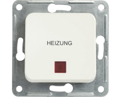 Interrupteur de chauffage à bascule avec inscription ROTH LANGE Basic blanc ultra Interrupteur de chauffage avec témoin rouge