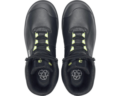 Paar schwarze Uvex Sicherheitsschuhe in Aufsicht