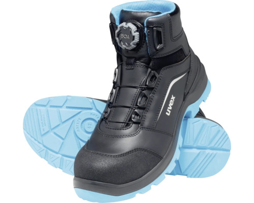 Schwarze Uvex Sicherheitsstiefel mit BOA-Verschluss