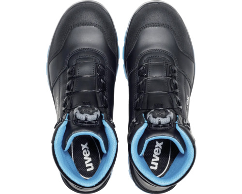 Paar schwarze Uvex Sicherheitsschuhe mit Drehverschluss