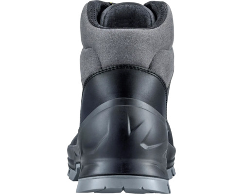 Vue arrière d''une chaussure de sécurité grise et noire