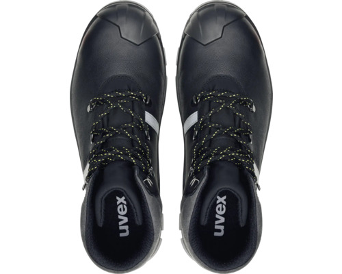 Paire de chaussures de sécurité Uvex noires avec lacets vue de dessus