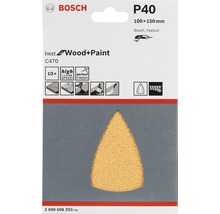 Set de feuilles abrasives Bosch P40 pour bois et peinture, 100 x 150 millimètres