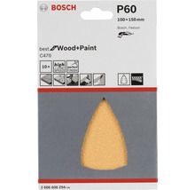 Jeu de papier abrasif Bosch P60 pour bois et peinture, 100 x 150 millimètres