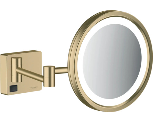 Kosmetikspiegel hansgrohe AddStoris beleuchtet 3-fach brushed bronze 41790140 Runder Kosmetikspiegel mit LED-Beleuchtung zur Wandmontage