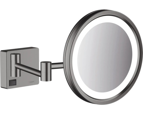 Kosmetikspiegel hansgrohe AddStoris beleuchtet 3-fach brushed black chrome 41790340 Beleuchteter Kosmetikspiegel zur Wandmontage