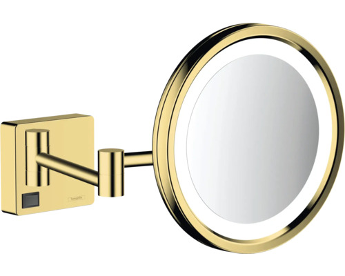 Kosmetikspiegel hansgrohe AddStoris beleuchtet 3-fach polished gold optic 41790990