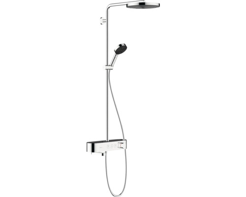 Colonne de douche avec thermostat de baignoire hansgrohe Pulsify S 260 1jet avec thermostat de baignoire ShowerTablet Select 400 chrome/gris 24230000