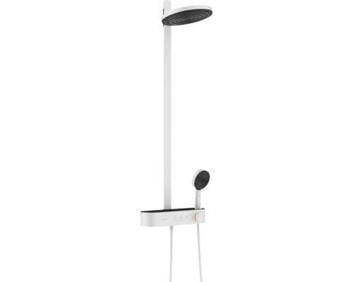 Colonne de douche avec thermostat hansgrohe Pulsify S 260 2jet eco avec ShowerTablet Select 400 blanc mat 24241700