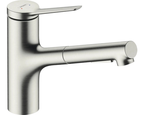 Robinet de cuisine avec douchette hansgrohe Zesis M33 acier inoxydable brossé 74800800