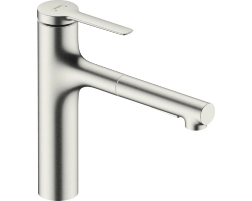 Robinet de cuisine avec douchette hansgrohe Zesis M33 acier inoxydable brossé 74801800