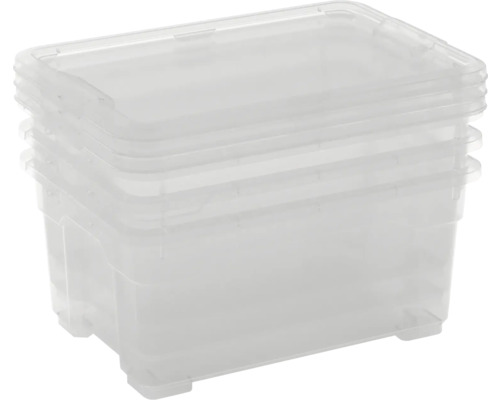 Boîte en plastique DIRK XS 12 l 255x170x370 mm avec couvercle lot de 3