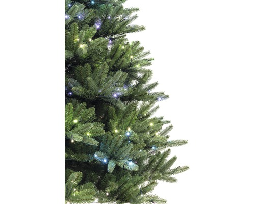 Détail d''un arbre de Noël décoré avec des lumières