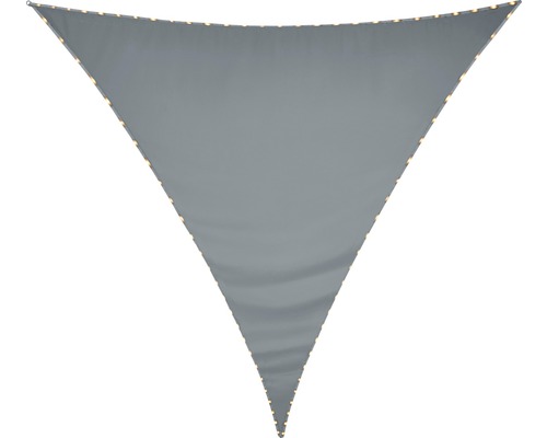 Voile d'ombrage triangulaire avec LED gris avec protection contre la pluie 360x360x360 cm