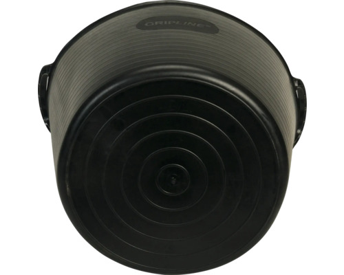 Ansicht eines schwarzen Mörtelk Kübels von unten