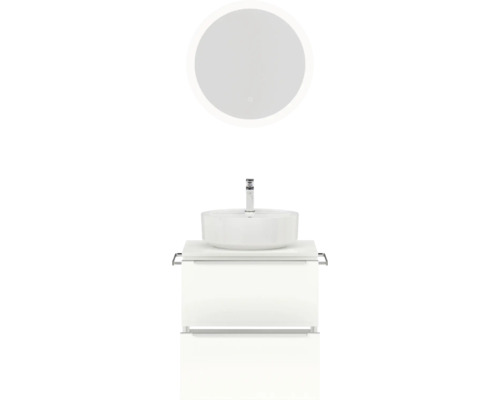 Combinaison de lavabo de salle de bain avec miroir rond et meuble sous-vasque