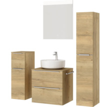 Badezimmer Set mit Waschtisch, Waschbecken, Spiegelschrank und Hochschrank