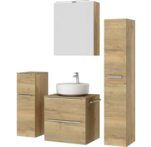 Badezimmer Set mit Waschbecken, Spiegelschrank und Schränken