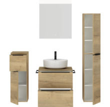 Badezimmerset mit Waschtisch, Waschbecken, Spiegelschrank und Hochschrank
