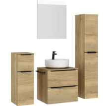 Badezimmer-Set mit Waschtisch, Waschbecken, Spiegelschrank und Hochschrank
