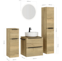 Badezimmer-Set mit Waschtischunterschrank, Waschbecken, Spiegelschrank und Hochschrank