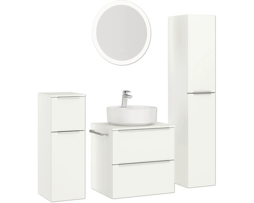 Ensemble de salle de bains avec armoire de toilette, meuble sous-lavabo et armoire haute