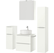 Badezimmer-Set mit Waschbecken, Unterschrank, Spiegelschrank und Hochschrank