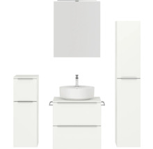 Badezimmer-Set mit Waschtisch, Waschbecken, Spiegelschrank und Hochschrank