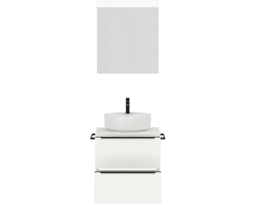 Ensemble de salle de bains avec miroir, vasque à poser et meuble sous-vasque