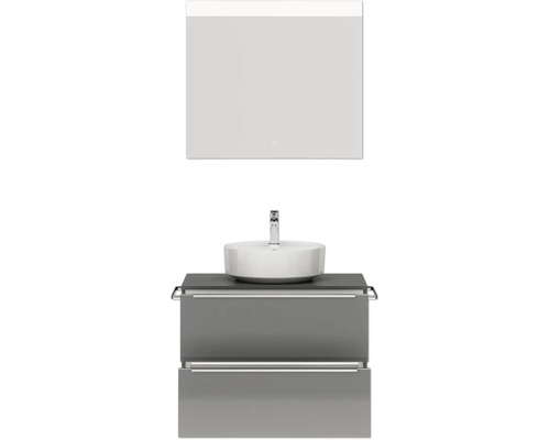 Waschtisch mit Aufsatzwaschbecken und Spiegel für das Badezimmer