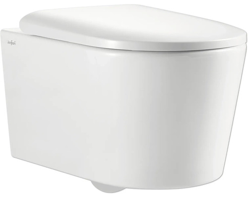 Jungborn Wand-WC Set ONE Tiefspüler ohne Spülrand weiß glänzend mit WC-Sitz mit Turbo-Flush-Technologie