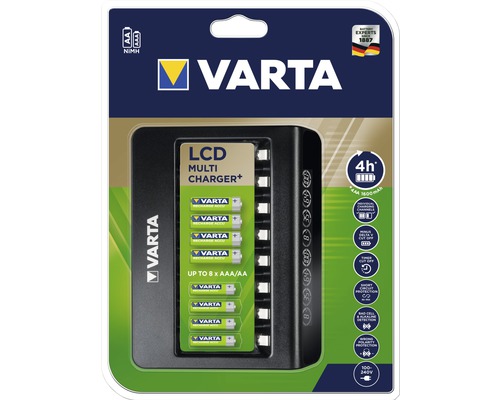 Chargeur Varta LCD Multi Charger+ pour piles AA + AAA Affichage à LED Détection de cellules défectueuses Utilisation universelle sur 110 - 240 volts