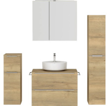 Badezimmerset mit Waschbecken, Spiegelschrank und Seitenschränken