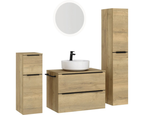 Ensemble de meubles de salle de bains avec lavabo, meuble sous-lavabo, armoire de toilette et armoire haute