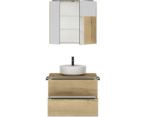 Badmöbelset mit Waschbecken, Waschtischunterschrank und Spiegelschrank