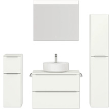 Badezimmer-Set mit Waschtisch, Waschbecken, Spiegelschrank und Hochschrank