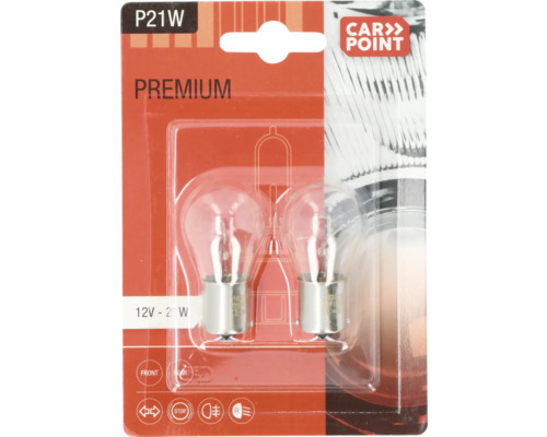Ampoules de voiture Carpoint Premium 12V type d'ampoules P21W paquet = 2 pces Carpoint P21W Premium ampoule, 12 volts, 21 watts, en pack de deux