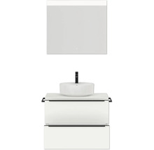 Badmöbel-Set NOBILIA Programm 3 BxHxT 81 x 169,1 x 48,7 cm Frontfarbe weiß matt mit Aufsatz-Waschtisch weiß und Spiegel mit LED-Beleuchtung Griffleiste schwarz 385