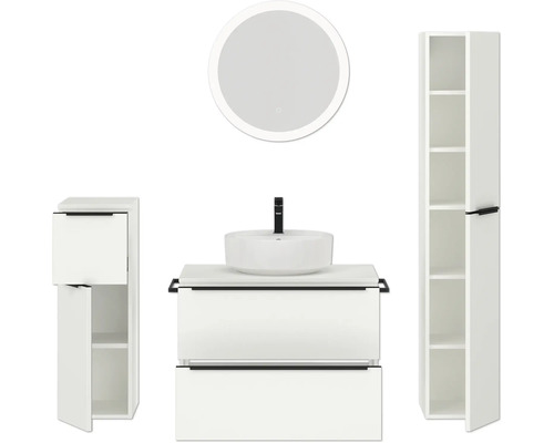 Ensemble de salle de bains avec lavabo, miroir et armoire