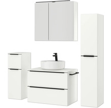 Badezimmer-Set mit Waschtisch, Waschbecken, Spiegelschrank und Hochschrank