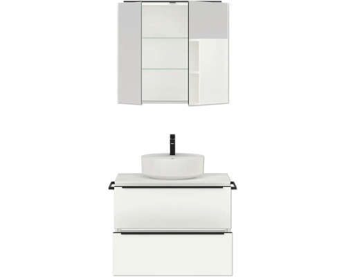 Waschtisch mit Aufsatzwaschbecken, Unterschrank und Spiegelschrank für das Badezimmer